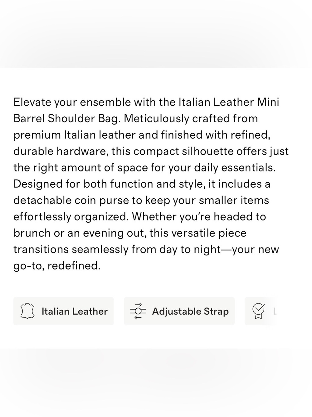 QUINCE Italian Leather Mini Barrel Shoulder Bag - Picture 9 of 9